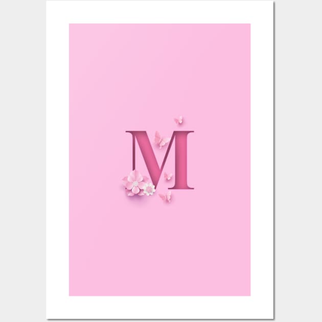 M Letter Personalized, Pink Minimal Cute Design, Birthday Gift, Christmas Gift Wall Art by PRINTPOSE